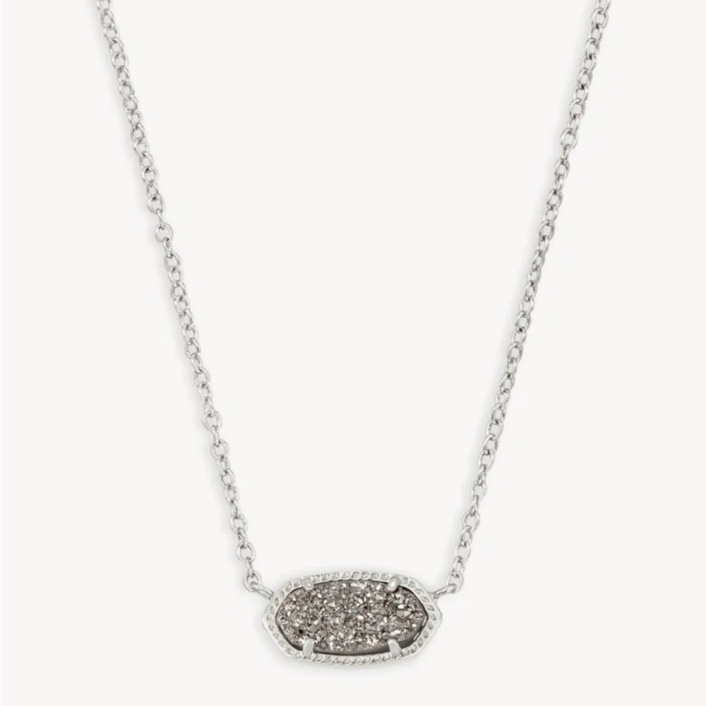 Kendra Scott Elisa Silver Pendant Necklace in Platinum Drusy - Picture 2 of 6